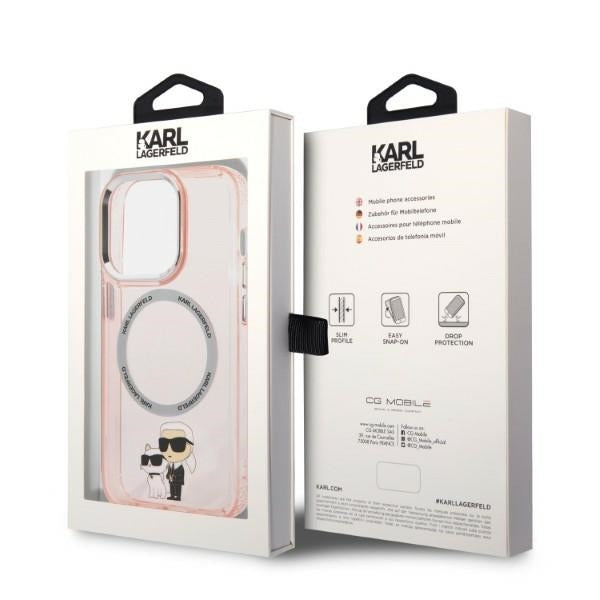 Калъф MagSafe за Apple iPhone 14 Pro, Karl Lagerfeld, Ikonik Karl & Choupette, Розов