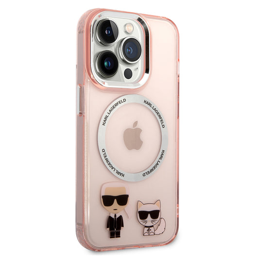 Калъф MagSafe за Apple iPhone 14 Pro, Karl Lagerfeld, Karl & Choupette Aluminium, Розов
