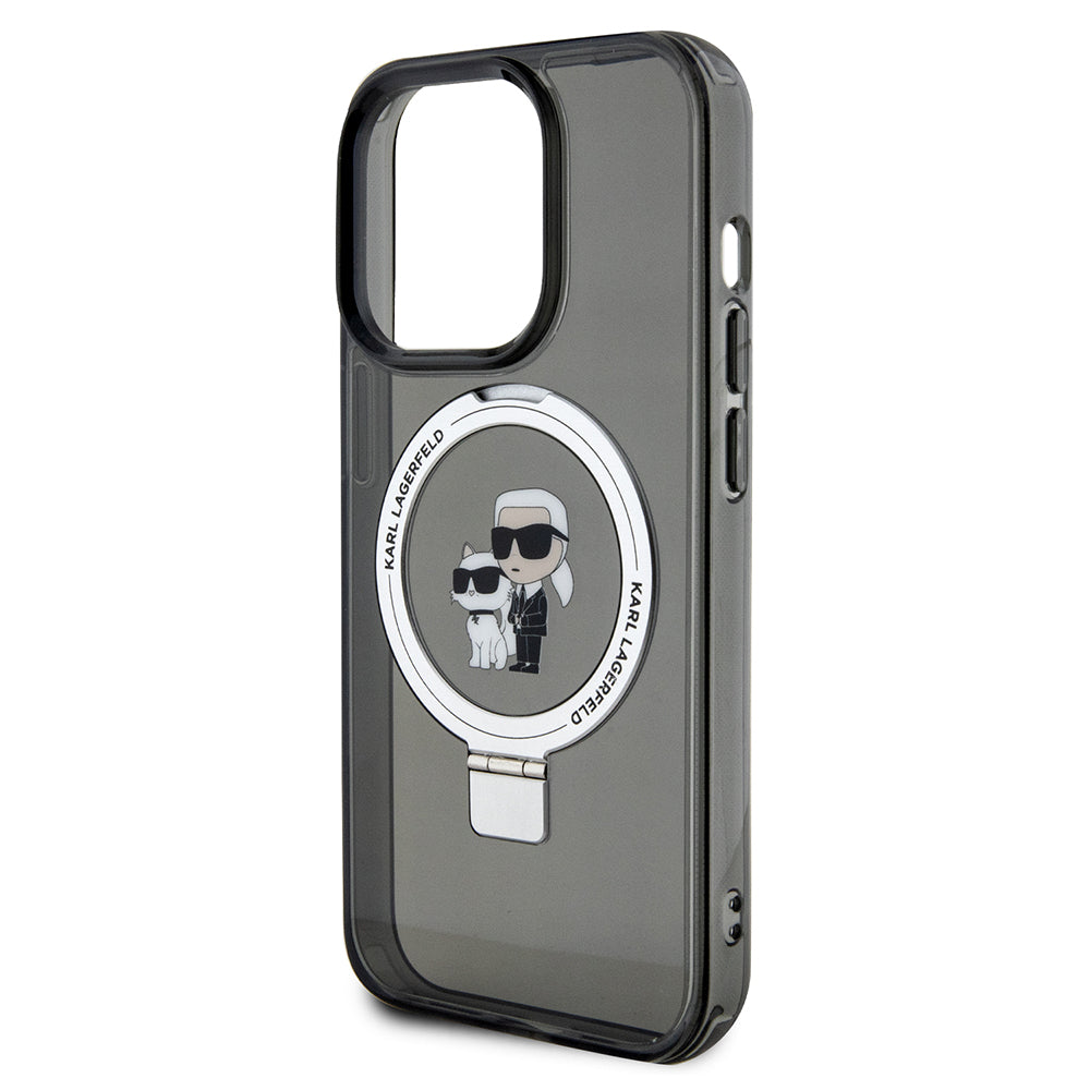 Калъф MagSafe за Apple iPhone 14 Pro, Karl Lagerfeld, Ring Stand Karl & Choupette, Черен