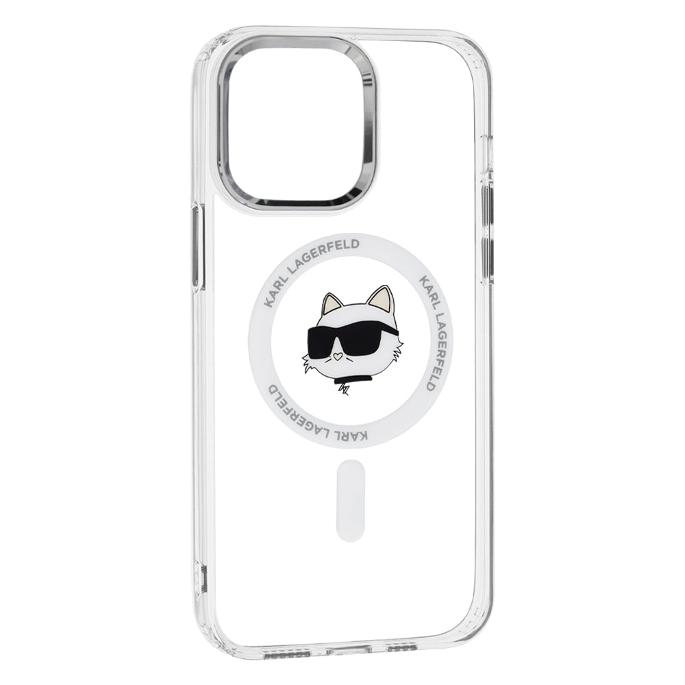 Калъф MagSafe за Apple iPhone 14 Pro Max, Karl Lagerfeld, IML Metal Choupette's Head, Бял