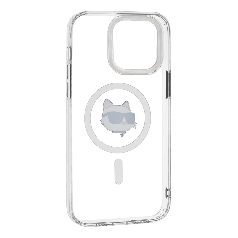 Калъф MagSafe за Apple iPhone 14 Pro Max, Karl Lagerfeld, IML Metal Choupette's Head, Бял
