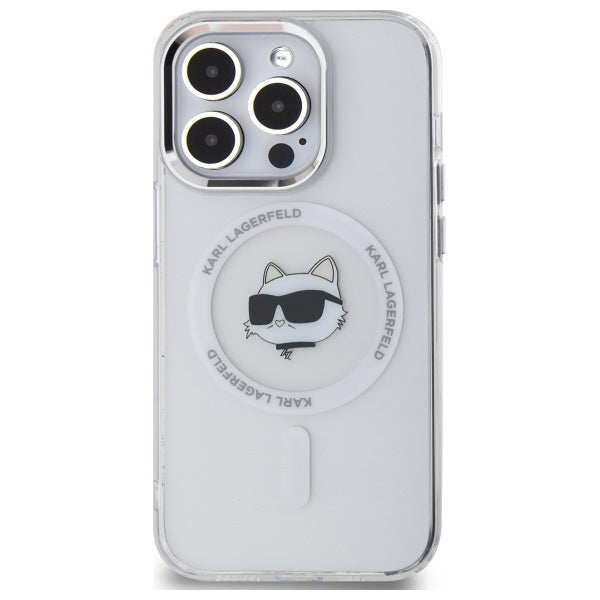 Калъф MagSafe за Apple iPhone 14 Pro Max, Karl Lagerfeld, IML Metal Choupette's Head, Бял