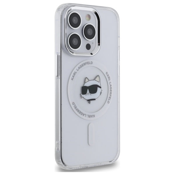 Калъф MagSafe за Apple iPhone 14 Pro Max, Karl Lagerfeld, IML Metal Choupette's Head, Бял