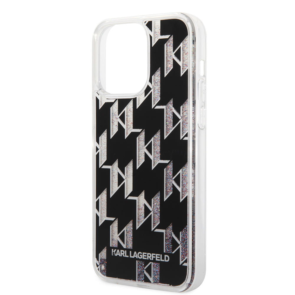 Калъф MagSafe за Apple iPhone 14 Pro Max, Karl Lagerfeld, Monogram Liquid Glitter, Черен