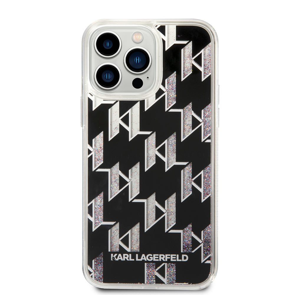 Калъф MagSafe за Apple iPhone 14 Pro Max, Karl Lagerfeld, Monogram Liquid Glitter, Черен