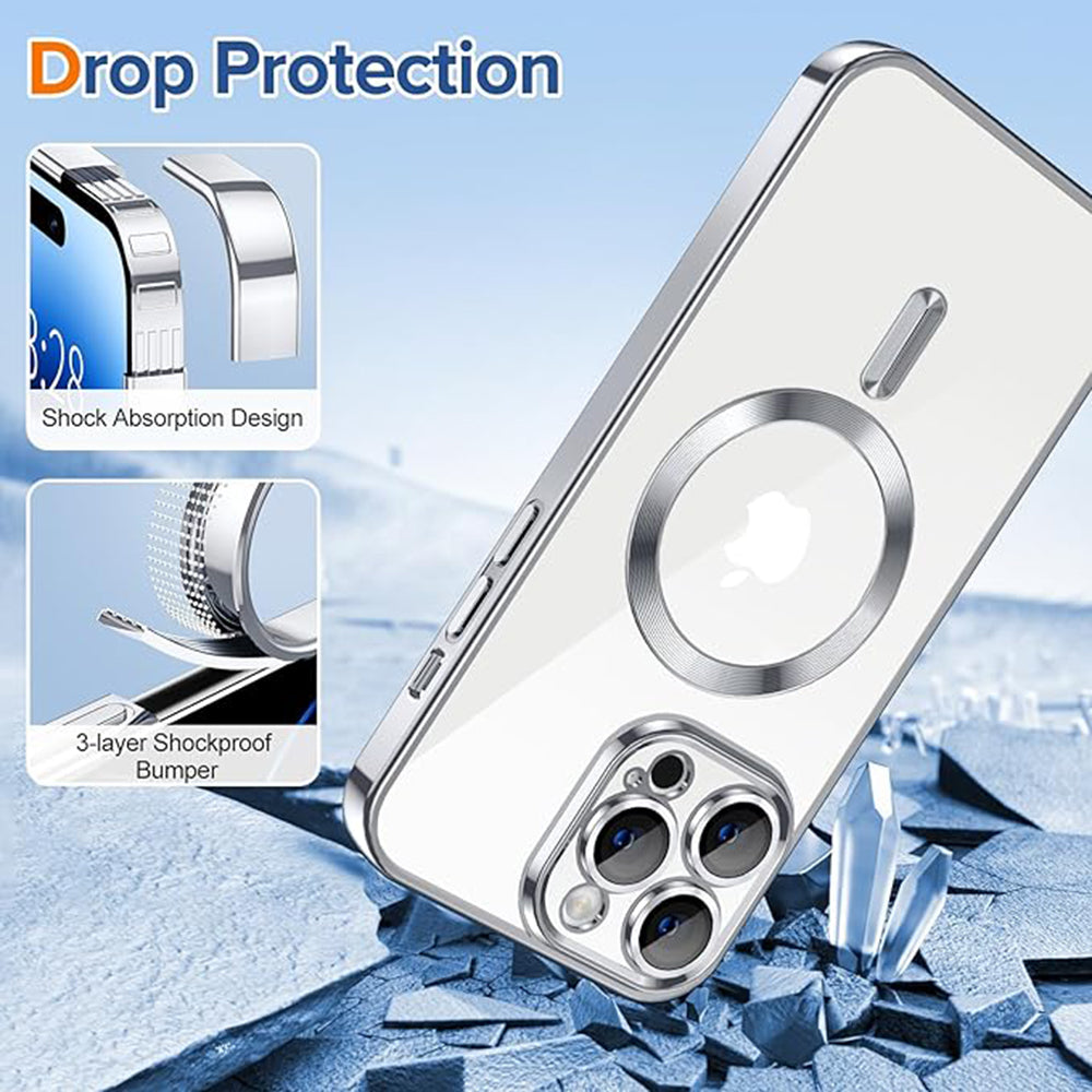 Калъф MagSafe за Apple iPhone 14 Pro Max, Techsuit, Luxury Crystal, Сребрист