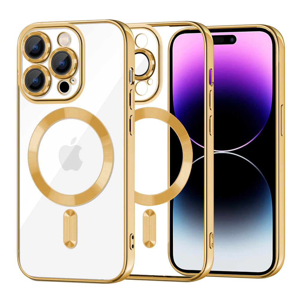 Калъф MagSafe за Apple iPhone 14 Pro Max, Techsuit, Luxury Crystal, Златист