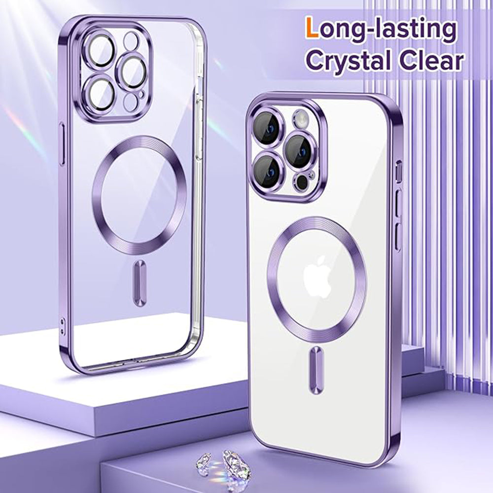 Калъф MagSafe за Apple iPhone 14 Pro Max, Techsuit, Luxury Crystal, Светло лилав
