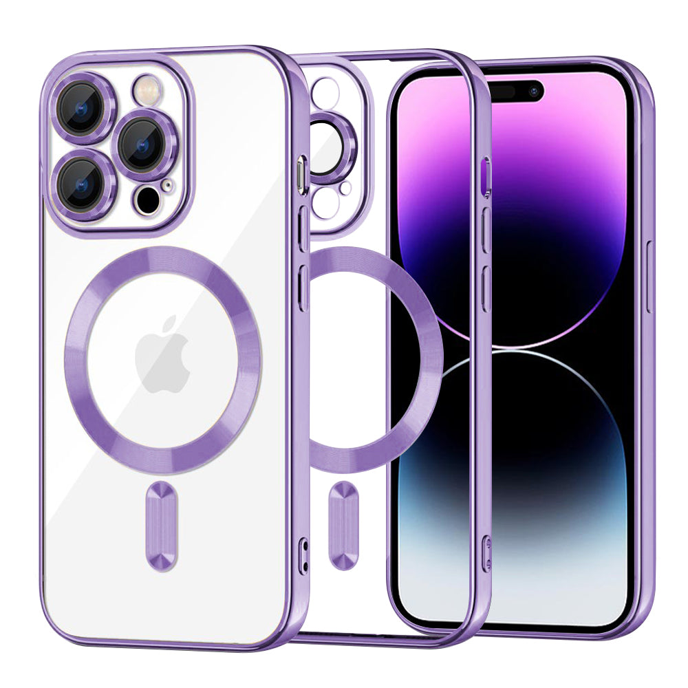 Калъф MagSafe за Apple iPhone 14 Pro Max, Techsuit, Luxury Crystal, Светло лилав