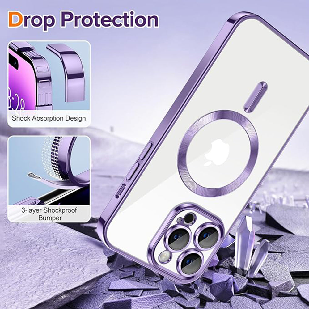 Калъф MagSafe за Apple iPhone 14 Pro Max, Techsuit, Luxury Crystal, Светло лилав