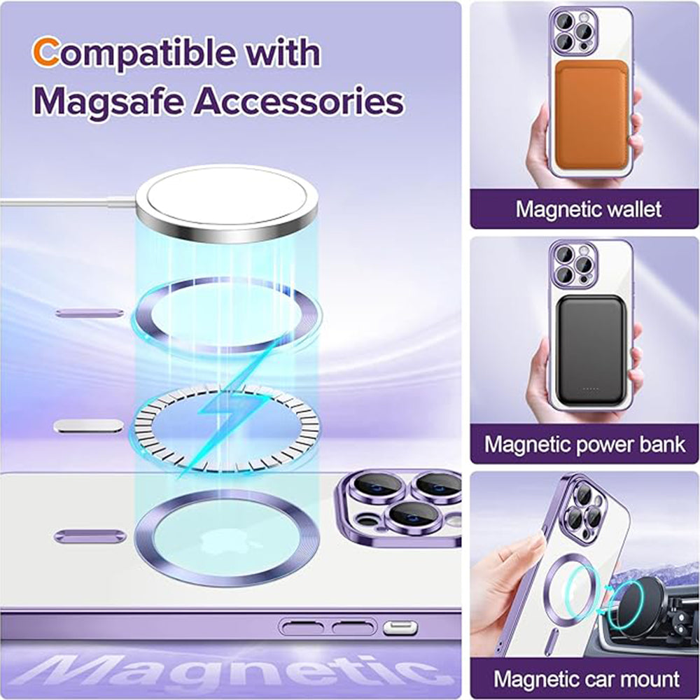 Калъф MagSafe за Apple iPhone 14 Pro Max, Techsuit, Luxury Crystal, Светло лилав