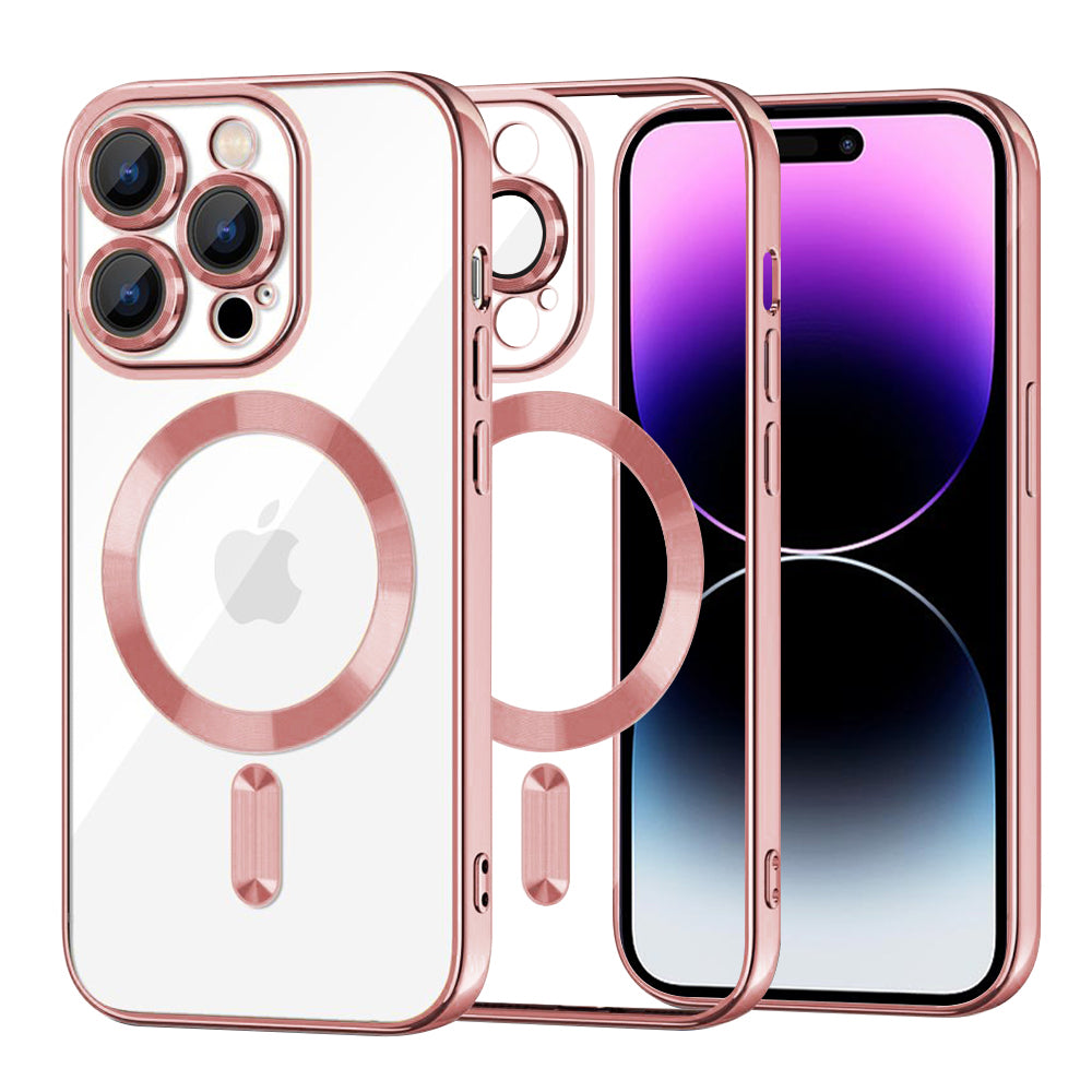 Калъф MagSafe за Apple iPhone 14 Pro Max, Techsuit, Luxury Crystal, Розов