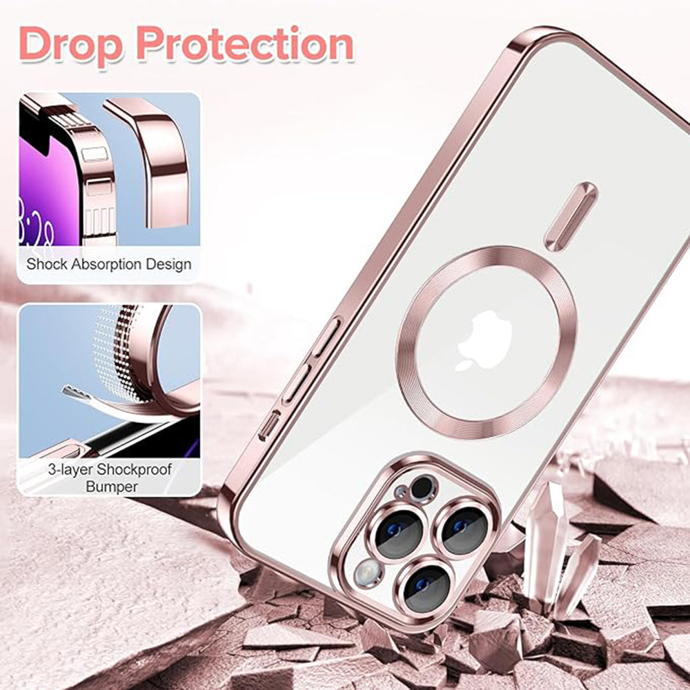 Калъф MagSafe за Apple iPhone 14 Pro Max, Techsuit, Luxury Crystal, Розов