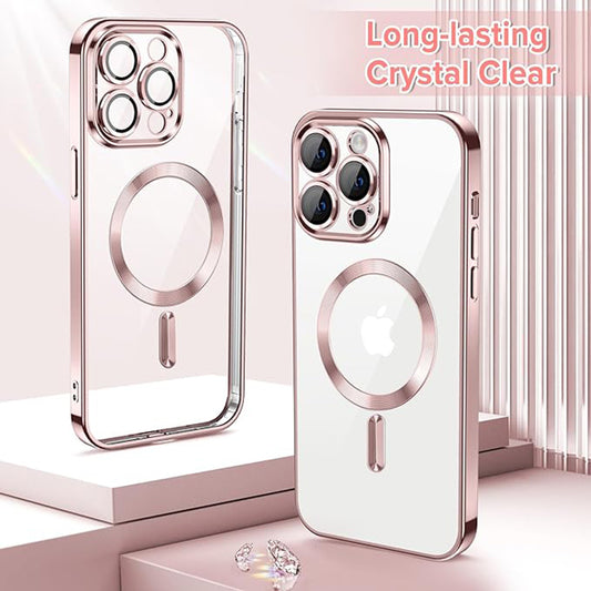 Калъф MagSafe за Apple iPhone 14 Pro Max, Techsuit, Luxury Crystal, Розов
