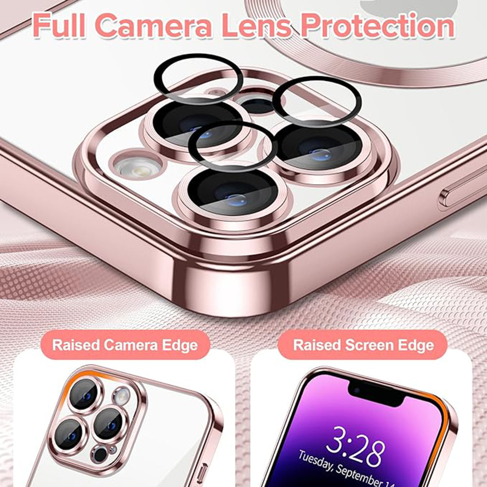 Калъф MagSafe за Apple iPhone 14 Pro Max, Techsuit, Luxury Crystal, Розов