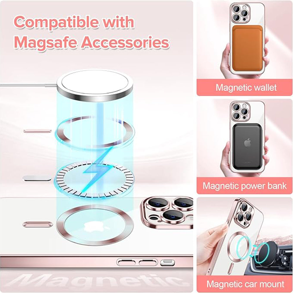 Калъф MagSafe за Apple iPhone 14 Pro Max, Techsuit, Luxury Crystal, Розов