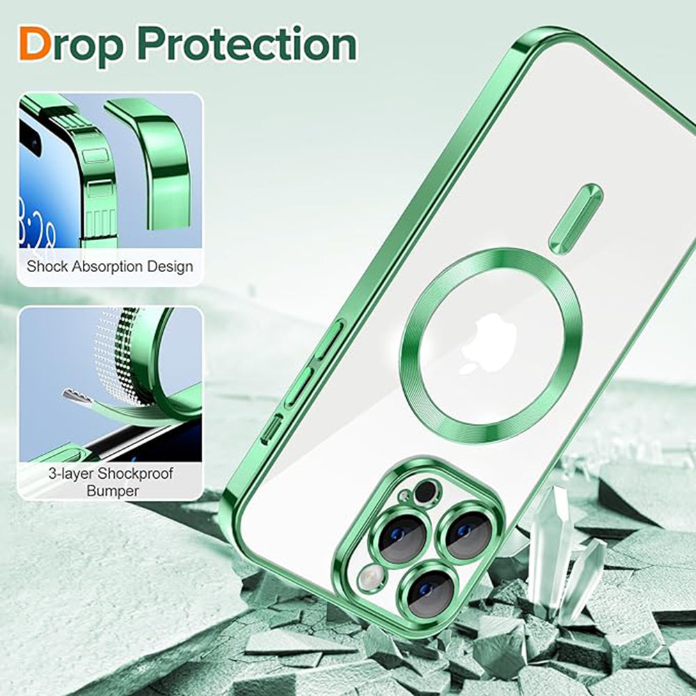 Калъф MagSafe за Apple iPhone 14 Pro Max, Techsuit, Luxury Crystal, Светлозелен