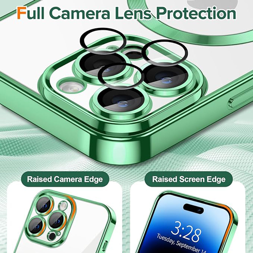 Калъф MagSafe за Apple iPhone 14 Pro Max, Techsuit, Luxury Crystal, Светлозелен