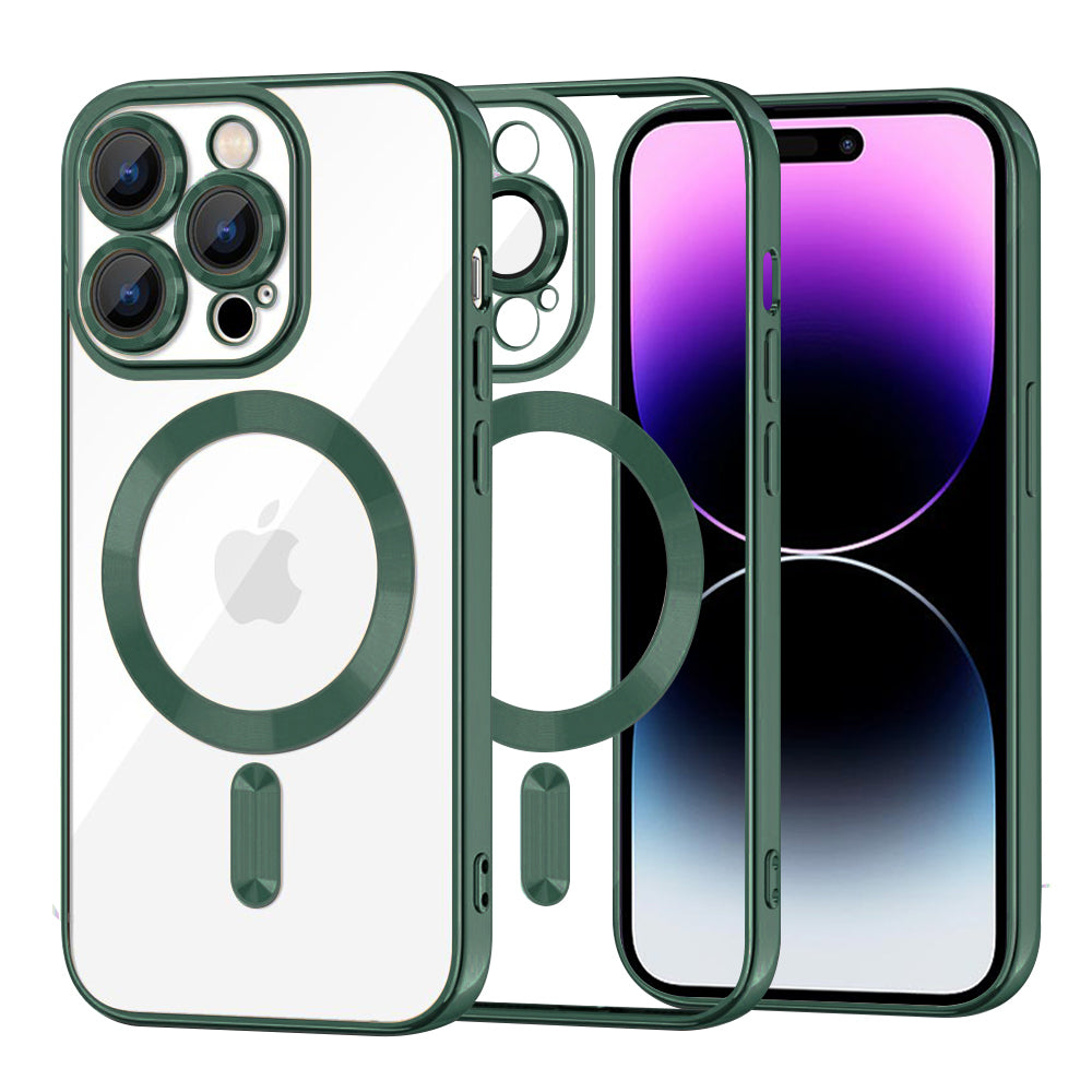 Калъф MagSafe за Apple iPhone 14 Pro Max, Techsuit, Luxury Crystal, Тъмнозелен