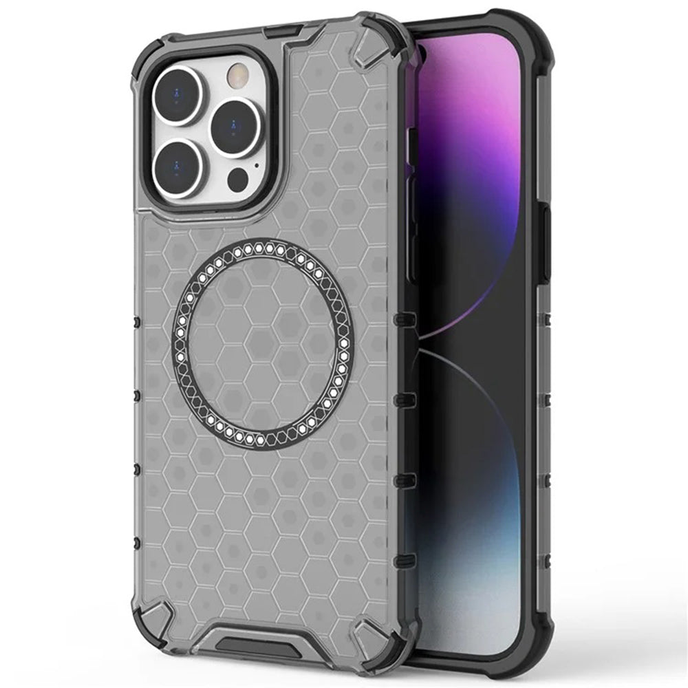 MagSafe калъф за Apple iPhone 14 Pro, Techsuit, HoneyComb Shield, бял