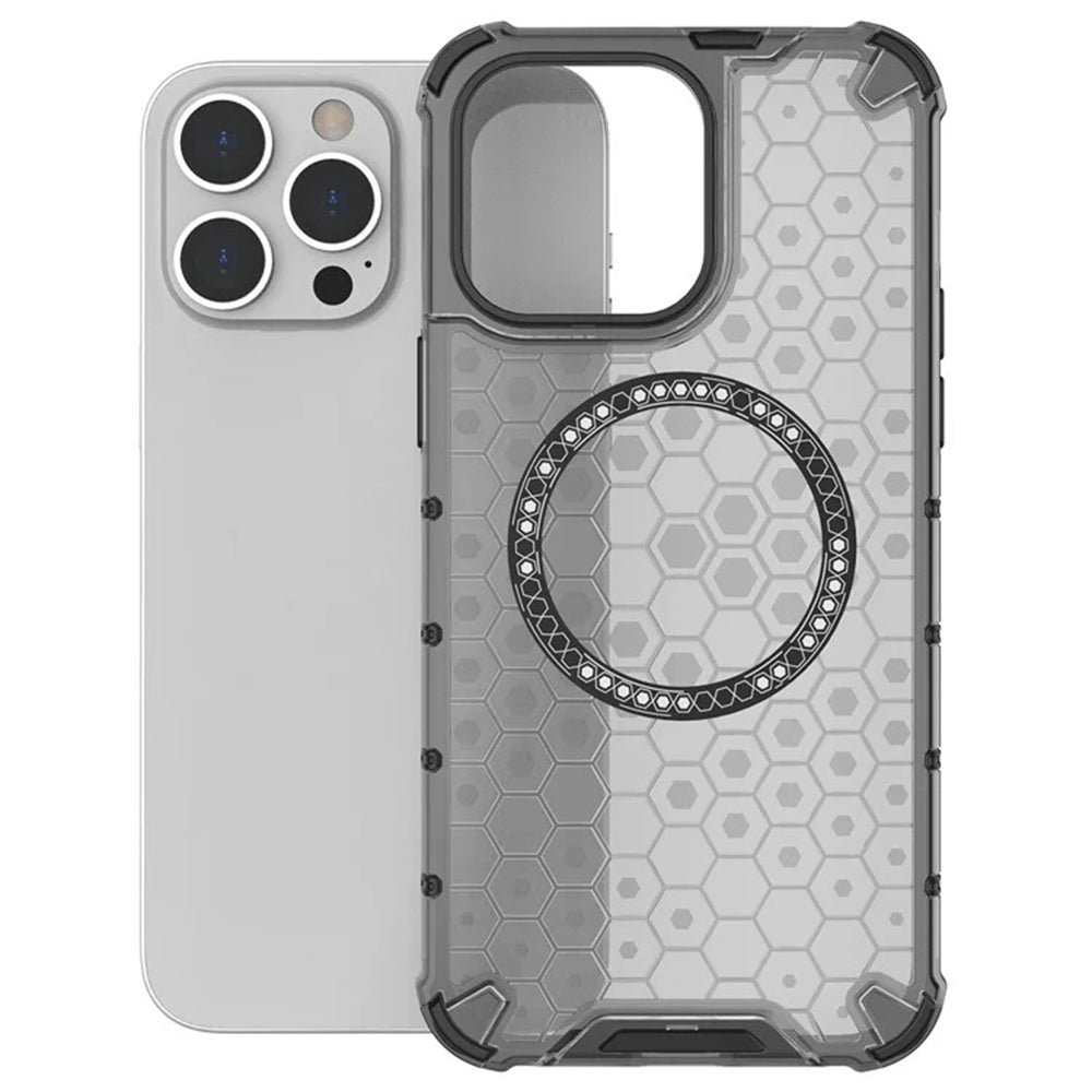 MagSafe калъф за Apple iPhone 14 Pro, Techsuit, HoneyComb Shield, бял