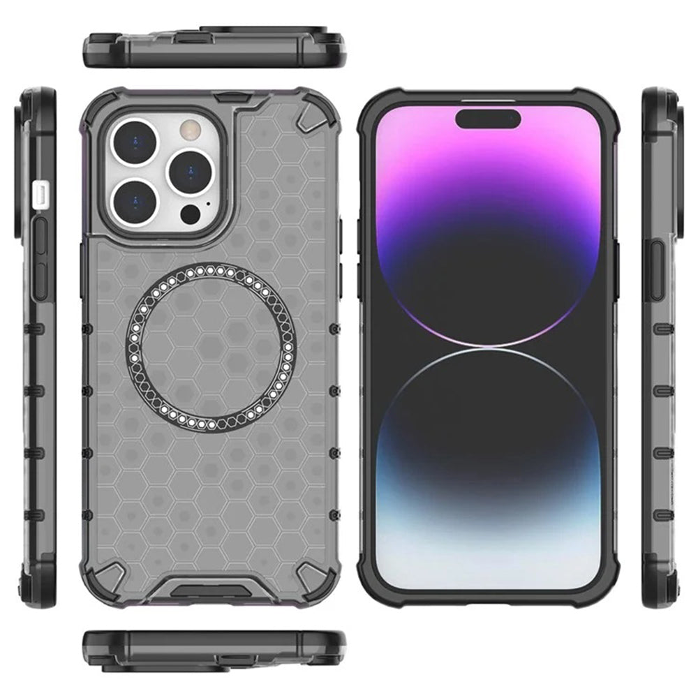 MagSafe калъф за Apple iPhone 14 Pro, Techsuit, HoneyComb Shield, бял