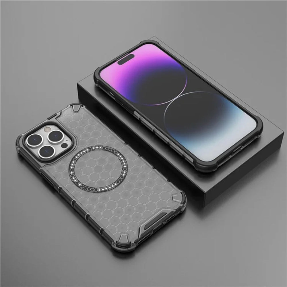 MagSafe калъф за Apple iPhone 14 Pro, Techsuit, HoneyComb Shield, бял