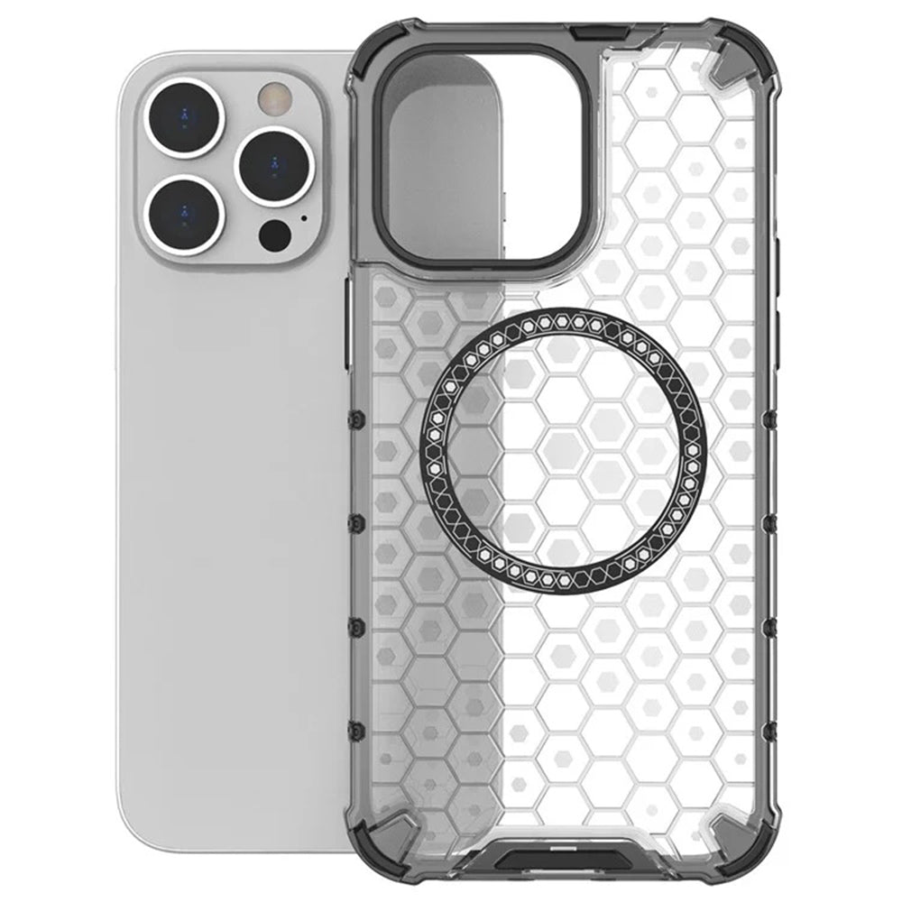 MagSafe калъф за Apple iPhone 14 Pro, Techsuit, HoneyComb Shield, Черен