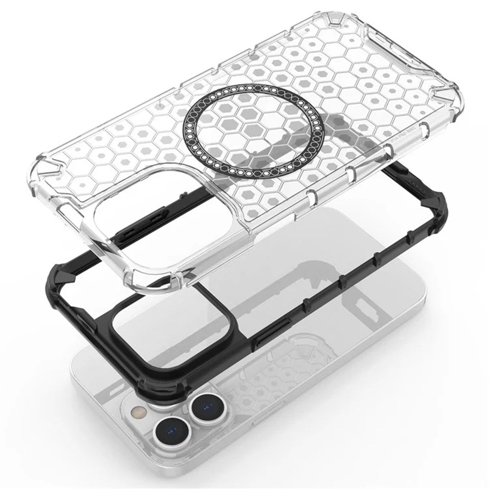 MagSafe калъф за Apple iPhone 14 Pro, Techsuit, HoneyComb Shield, Черен