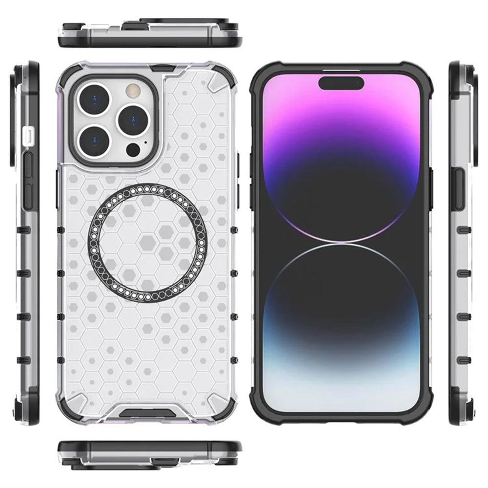 MagSafe калъф за Apple iPhone 14 Pro, Techsuit, HoneyComb Shield, Черен