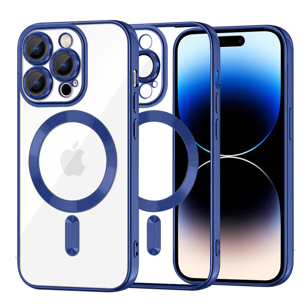 Калъф MagSafe за Apple iPhone 14 Pro, Techsuit, Luxury Crystal, Тъмносин