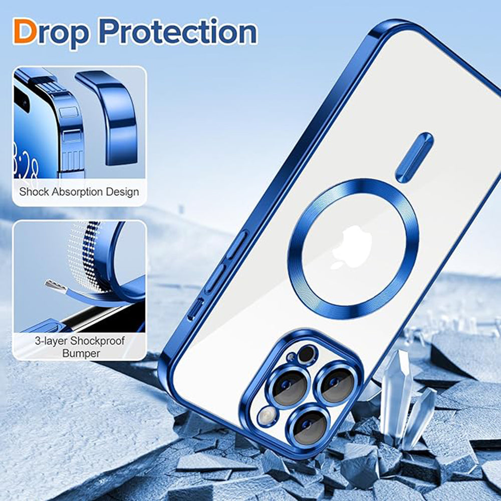Калъф MagSafe за Apple iPhone 14 Pro, Techsuit, Luxury Crystal, Тъмносин
