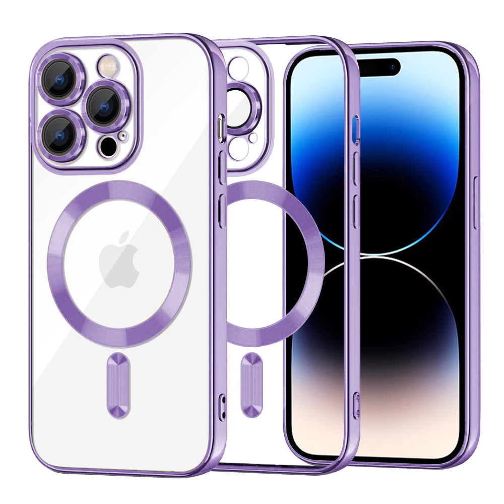 Калъф MagSafe за Apple iPhone 14 Pro, Techsuit, Luxury Crystal, Светло лилав