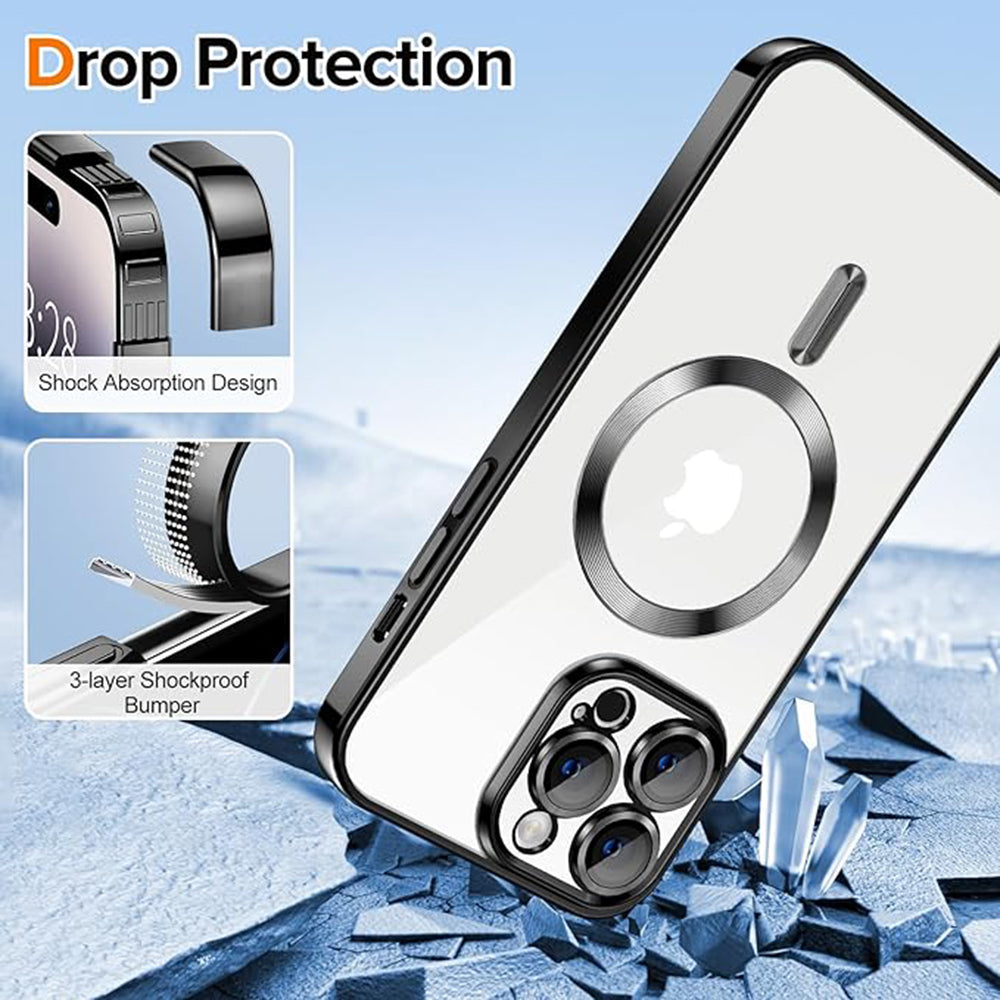 Калъф MagSafe за Apple iPhone 14 Pro, Techsuit, Luxury Crystal, Черен