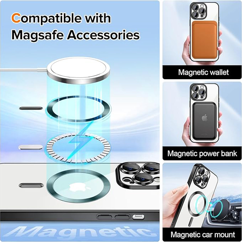 Калъф MagSafe за Apple iPhone 14 Pro, Techsuit, Luxury Crystal, Черен