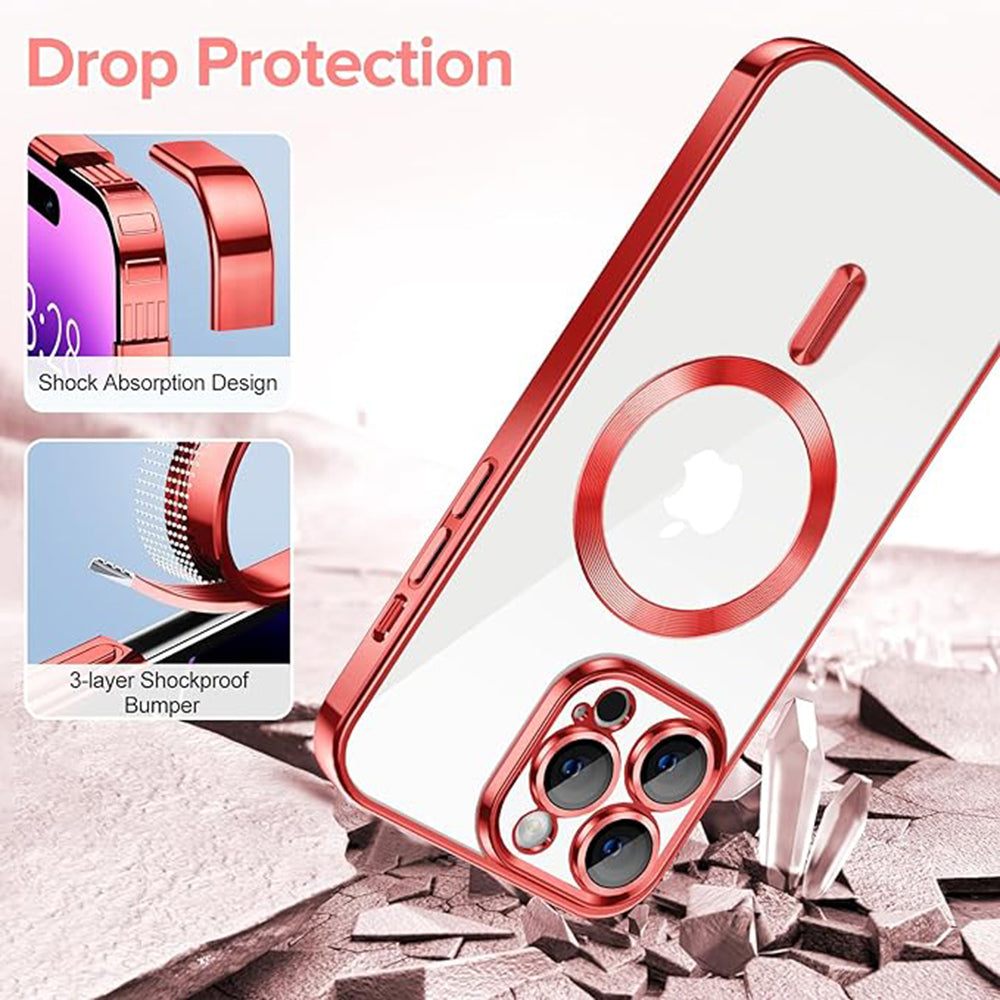 Калъф MagSafe за Apple iPhone 14 Pro, Techsuit, Luxury Crystal, Червен