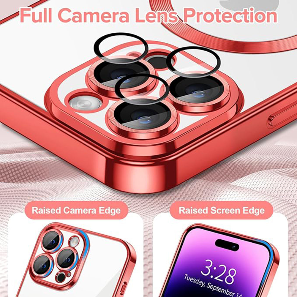 Калъф MagSafe за Apple iPhone 14 Pro, Techsuit, Luxury Crystal, Червен
