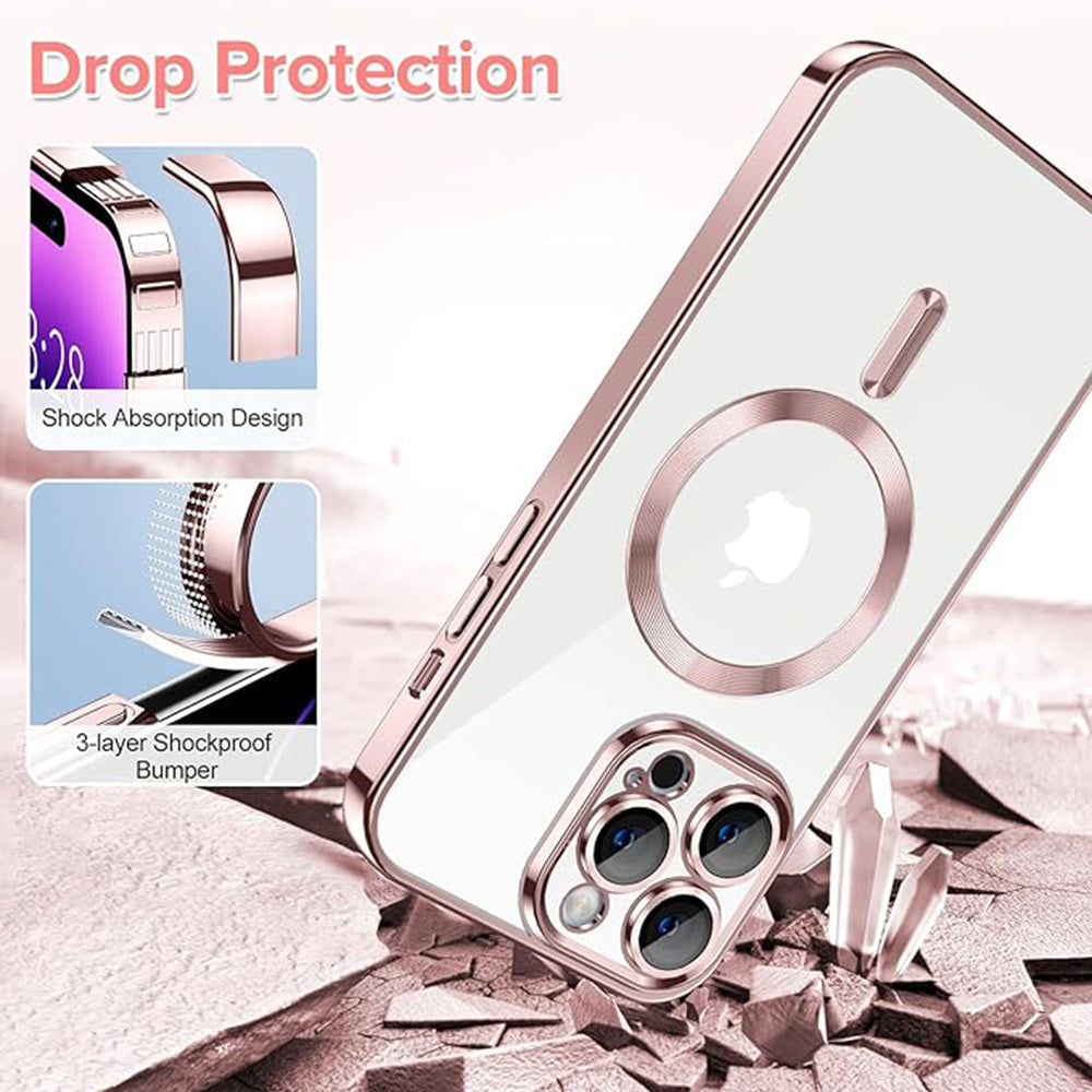 Калъф MagSafe за Apple iPhone 14 Pro, Techsuit, Luxury Crystal, Розов