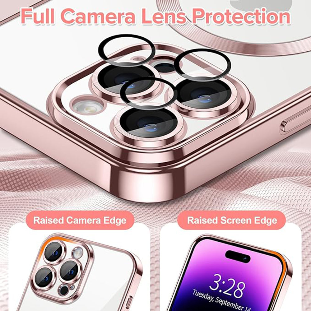 Калъф MagSafe за Apple iPhone 14 Pro, Techsuit, Luxury Crystal, Розов