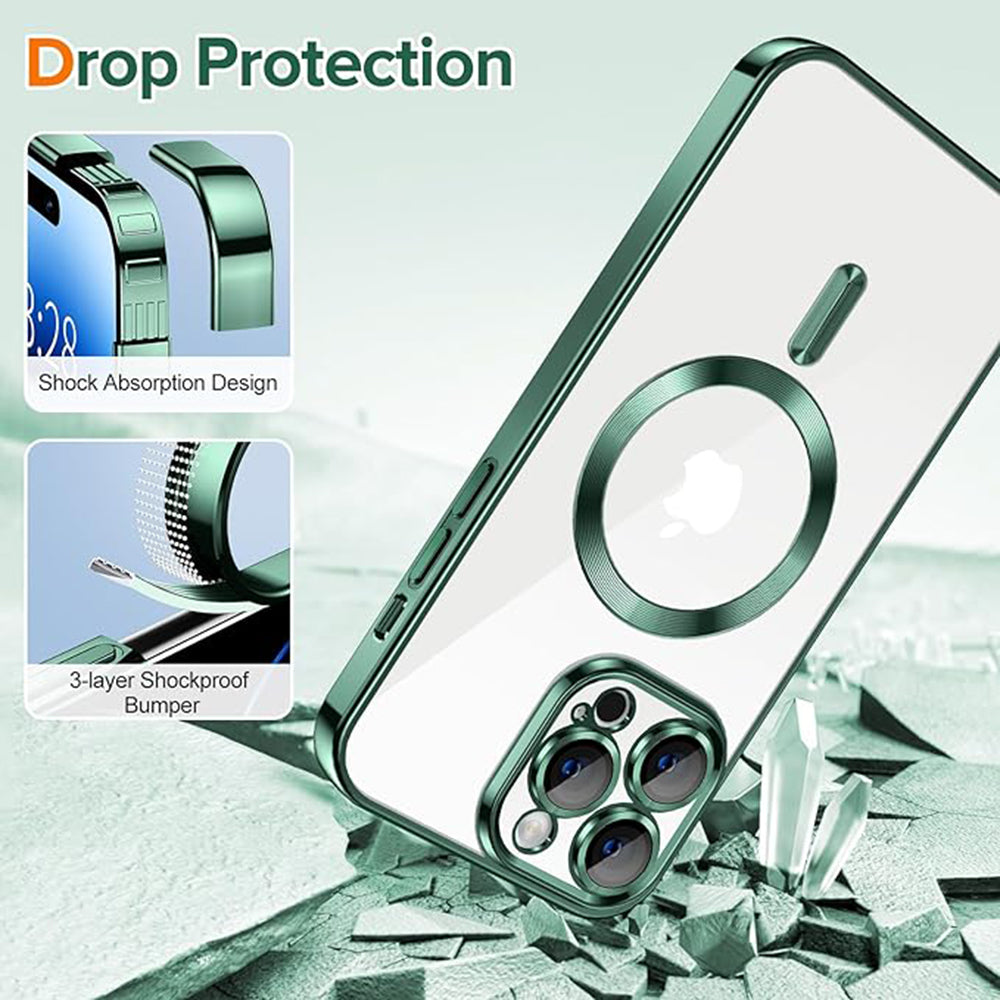 Калъф MagSafe за Apple iPhone 14 Pro, Techsuit, Luxury Crystal, Тъмнозелен