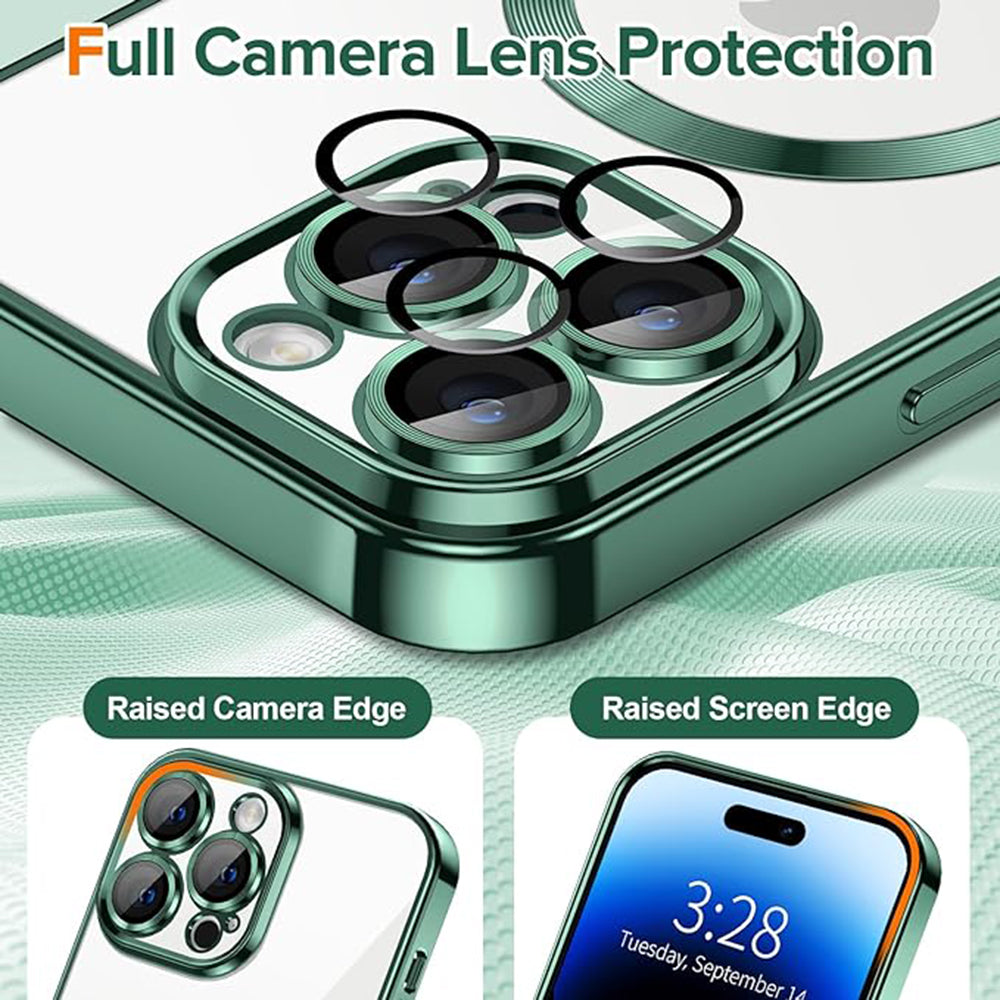 Калъф MagSafe за Apple iPhone 14 Pro, Techsuit, Luxury Crystal, Тъмнозелен