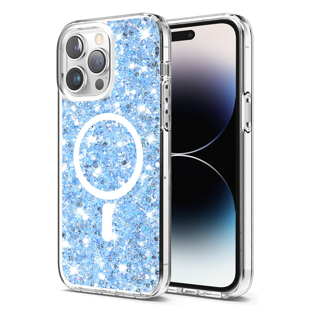 Калъф MagSafe за Apple iPhone 14 Pro, Techsuit, Sparkly Glitter, Bleu