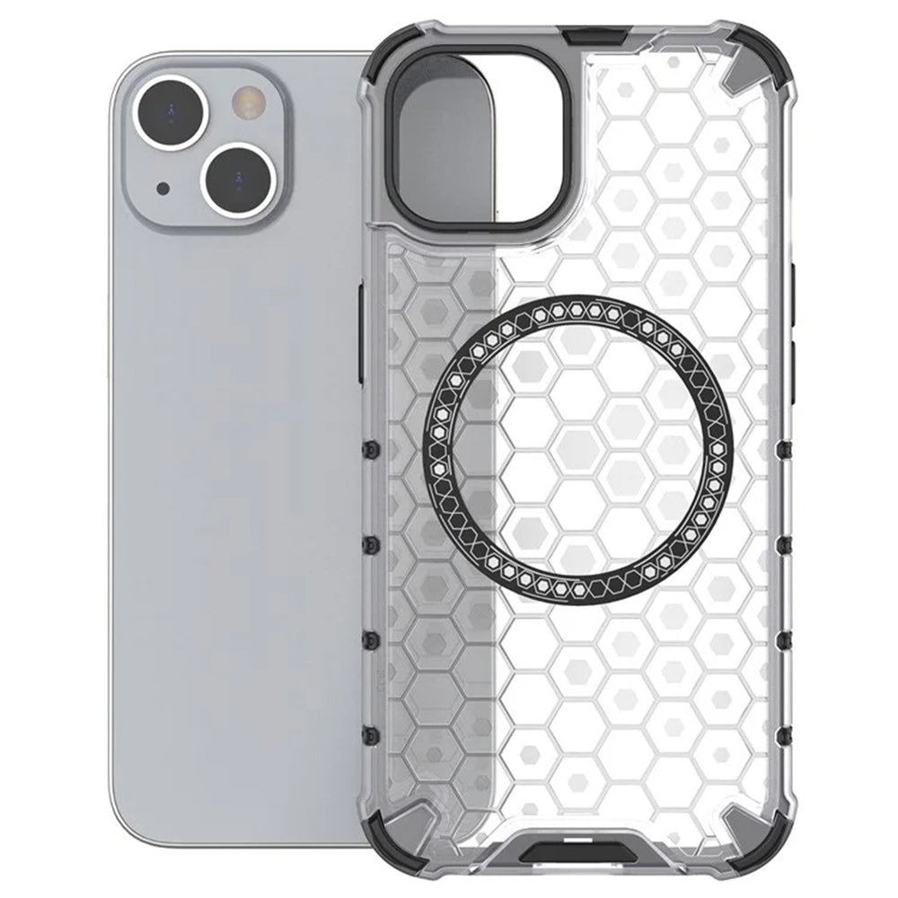 Калъф MagSafe за Apple iPhone 14, Techsuit, HoneyComb Shield, Бял
