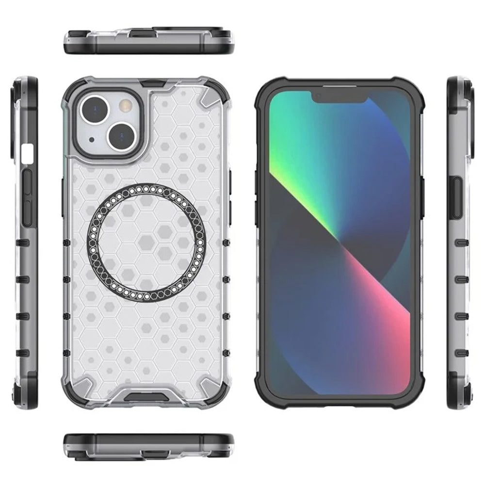 Калъф MagSafe за Apple iPhone 14, Techsuit, HoneyComb Shield, Бял