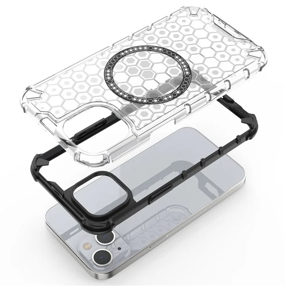 Калъф MagSafe за Apple iPhone 14, Techsuit, HoneyComb Shield, Черен