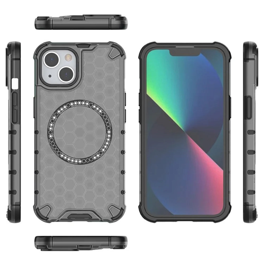 Калъф MagSafe за Apple iPhone 14, Techsuit, HoneyComb Shield, Черен