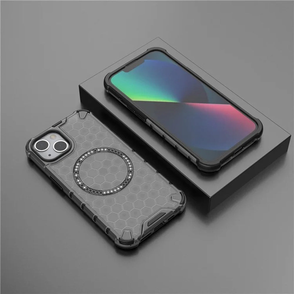 Калъф MagSafe за Apple iPhone 14, Techsuit, HoneyComb Shield, Черен
