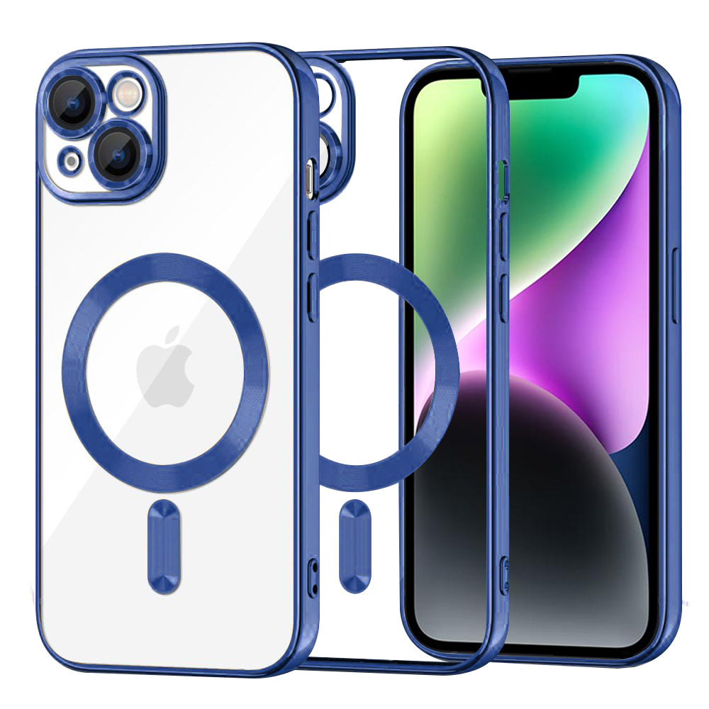 Калъф MagSafe за Apple iPhone 14, Techsuit, Luxury Crystal, Тъмносин