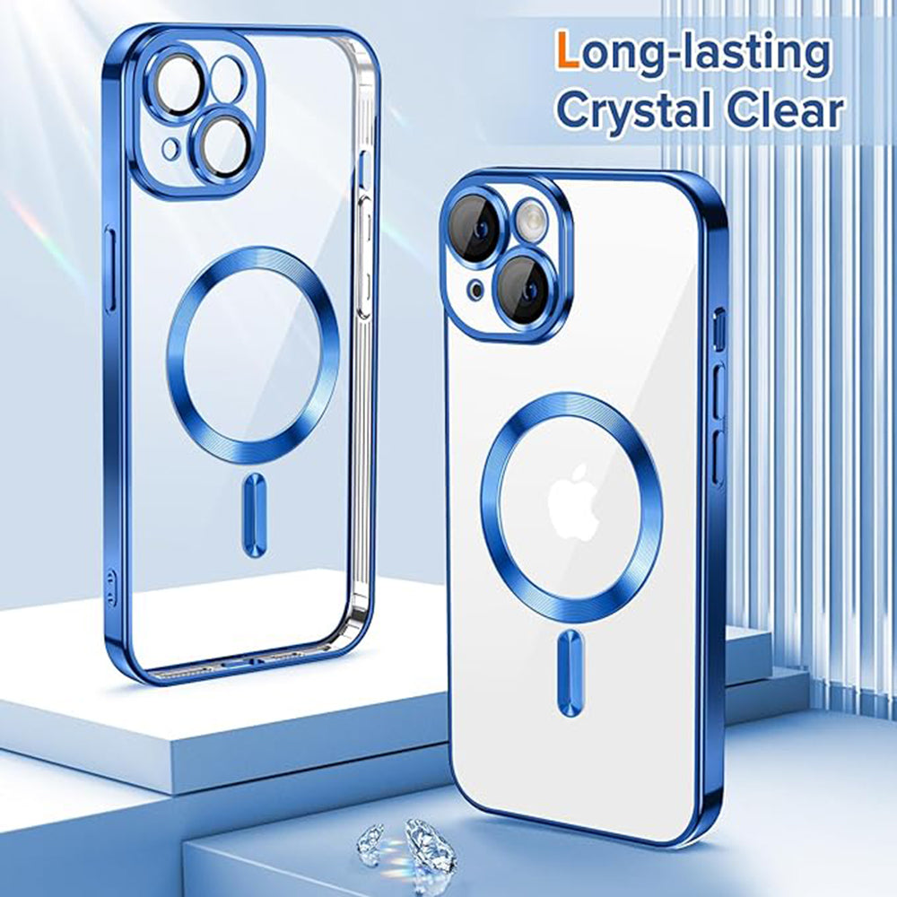 Калъф MagSafe за Apple iPhone 14, Techsuit, Luxury Crystal, Тъмносин