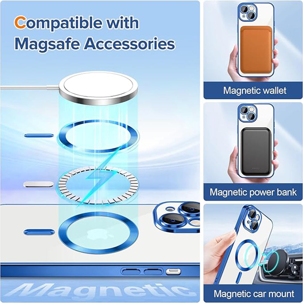 Калъф MagSafe за Apple iPhone 14, Techsuit, Luxury Crystal, Тъмносин